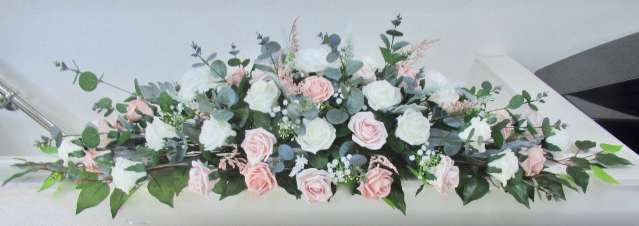Pink & Ivory silk flower Wedding Top table Centrepiece, pink and ivory silk wedding flowers